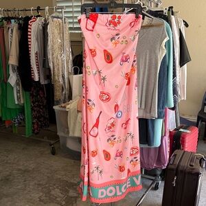 Dolce Vita Pink Strapless dress with Tropical Prints